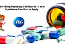 P&G Hiring Pharmacy Candidates - 1 Year Experience Candidates Apply