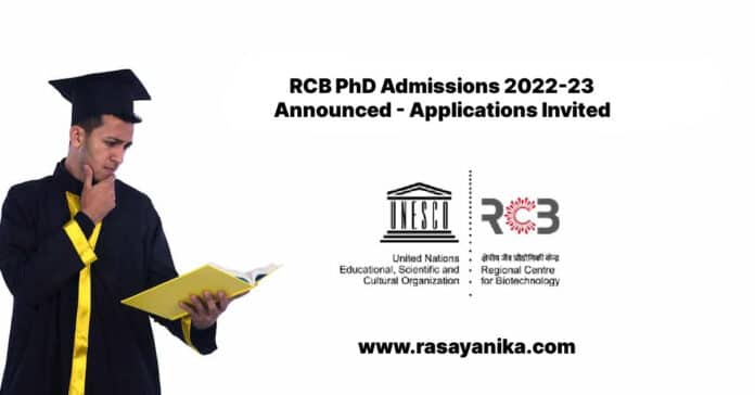 RCB PhD Admissions 2022-23 Announced - Applications Invited