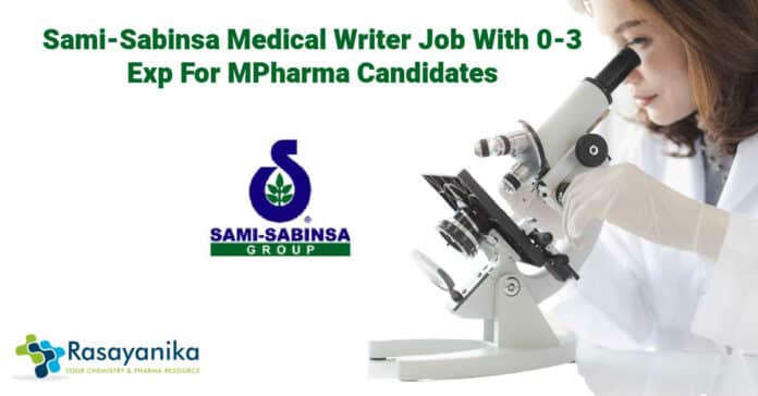 Sami-Sabinsa Medical Writer Job