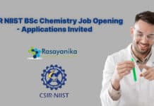 CSIR NIIST BSc Chemistry Job Opening - Applications Invited
