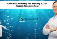 CSIR NIO Chemistry Job Vacancy 2022 - Project Associate Post