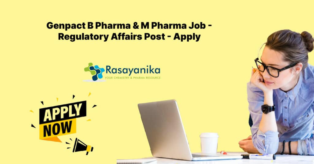 Genpact B Pharma & M Pharma Job Regulatory Affairs Post Apply