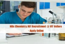 MSc Chemistry JRF Recruitment @ VIT Vellore - Apply Online