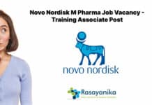 Novo Nordisk M Pharma Job Vacancy - Training Associate Post