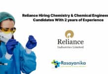 Reliance Hiring Chemistry & Chemical Engineering Candidates With 2 years of Experience 