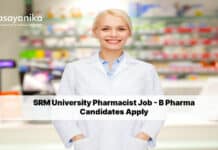 SRM University Pharmacist Job - B Pharma Candidates Apply