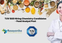 TUV SUD Hiring Chemistry Candidates - Food Analyst Post - Apply Now