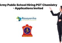 Army Public School Hiring PGT Chemistry - Applications Invited
