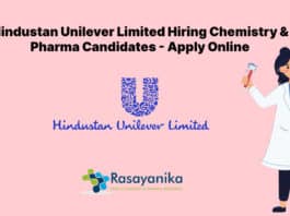 Hindustan Unilever Limited Hiring Chemistry & Pharma Candidates - Apply Online