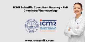 ICMR Scientific Consultant Vacancy - PhD Chemistry/Pharmacology