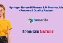 Springer Nature B Pharma & M Pharma Job - Process & Quality Analyst