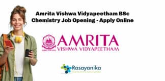 Amrita Vishwa Vidyapeetham BSc Chemistry Job Opening - Apply Online