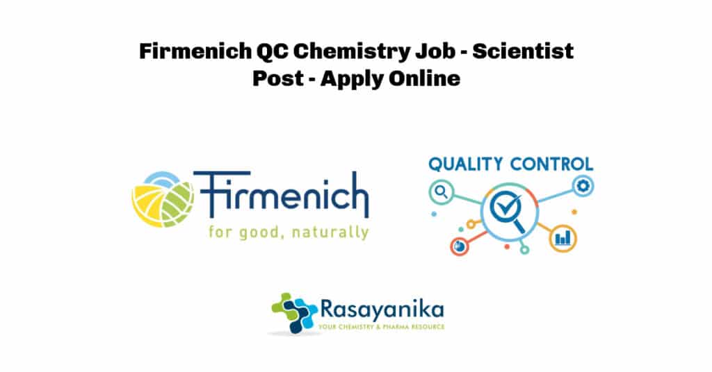 Firmenich QC Chemistry Job Scientist Post Apply Online