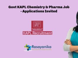 Govt KAPL Chemistry & Pharma Job - Applications Invited