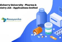 Pondicherry University - Pharma & Chemistry Job - Applications Invited