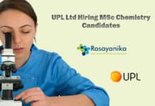 UPL Ltd Hiring MSc Chemistry Candidates - Research Associate Synthesis