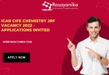 ICAR CIFE Chemistry JRF Vacancy 2022 - Applications Invited
