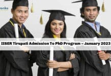 IISER Tirupati Admission To PhD Program – January 2023