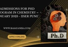 Admissions for PhD program in Chemistry – January 2023 - IISER Pune