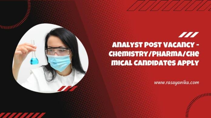 Analyst Post Vacancy - Chemistry/Pharma/Chemical Candidates Apply