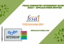 FSSAI Chemistry Internship Scheme 2023 - Applications Invited