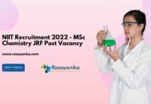 NIIT Recruitment 2022 - MSc Chemistry JRF Post Vacancy