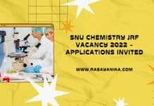 SNU Chemistry JRF Vacancy 2022 - Applications Invited