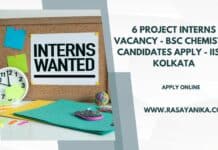 6 Project Interns Vacancy - BSc Chemistry Candidates Apply - IISER Kolkata