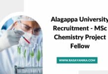 Alagappa University Recruitment - MSc Chemistry Project Fellow
