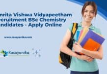 Amrita Vishwa Vidyapeetham Recruitment BSc Chemistry Candidates - Apply Online