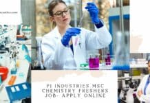 PI Industries MSc Chemistry Freshers Job Vacancy - Apply Online