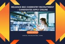 Reliance BSc Chemistry Recruitment - Candidates Apply Online
