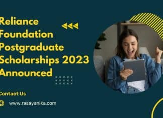 Reliance Foundation Postgraduate Scholarships 2023 Announced