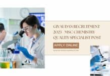 Givaudan Recruitment 2023 - MSc Chemistry Quality Specialist Post