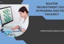 Baxter Recruitment 2023 - M Pharma R&D Post Vacancy