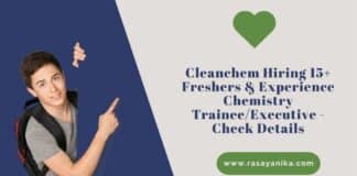 Cleanchem Hiring 15+ Freshers & Experience Chemistry Trainee/Executive - Check Details