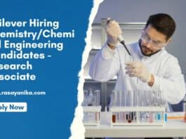 Unilever Hiring Chemistry/Chemical Engineering Candidates - Research Associate