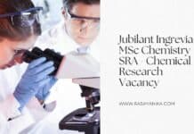 Jubilant Ingrevia MSc Chemistry SRA - Chemical Research Vacancy