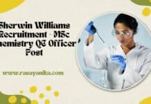 Sherwin Williams Recruitment - MSc Chemistry QC Officer Post