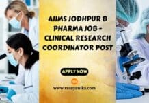 AIIMS Jodhpur B Pharma Job - Clinical Research Coordinator Post