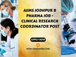 AIIMS Jodhpur B Pharma Job - Clinical Research Coordinator Post