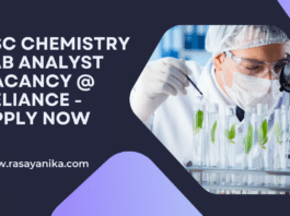 BSc Chemistry Lab Analyst Vacancy @ Reliance - Apply Now