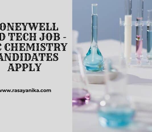 Honeywell R&D Tech Job - BSc Chemistry Candidates Apply