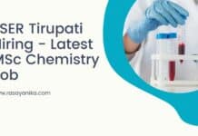 IISER Tirupati Hiring - Latest MSc Chemistry Job