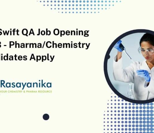 Indi Swift QA Job Opening 2023 - Pharma/Chemistry Candidates Apply
