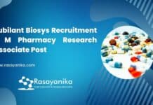 Jubilant Biosys Recruitment - M Pharmacy Research Associate Post