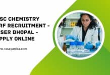 MSc Chemistry JRF Recruitment - IISER Bhopal - Apply Online