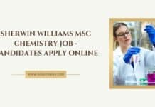 Sherwin Williams MSc Chemistry Job - Candidates Apply Online