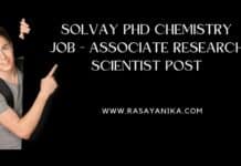 Solvay PhD Chemistry Job - Associate Research Scientist Post