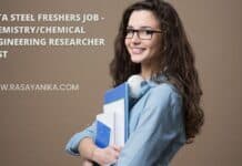 Tata Steel Freshers Job - Chemistry/Chemical Engineering Researcher Post